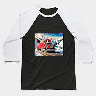 Santa on a Big Rig Baseball T-Shirt